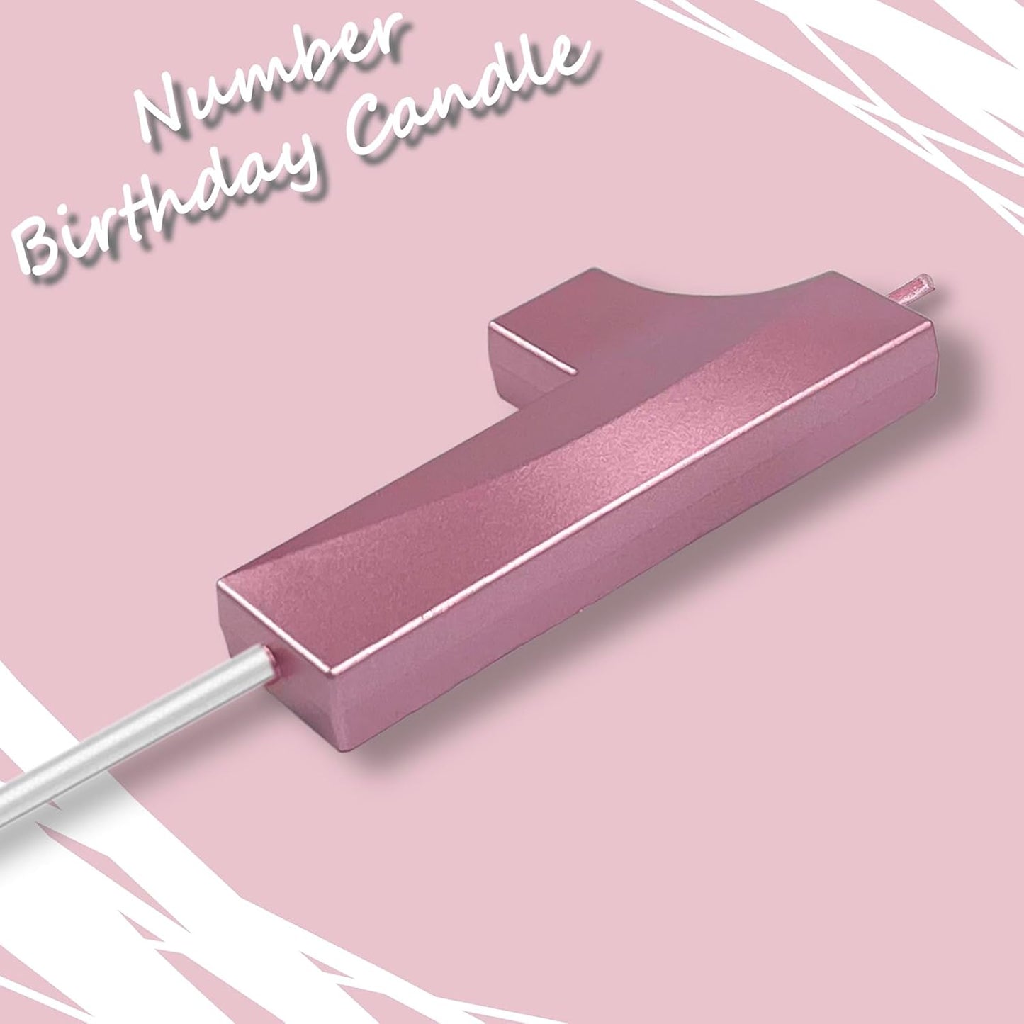 Pink Number 1 Candles, 3D Diamond 2.76 Inch Cake Topper Birthday Candles for Wedding Anniversary Cake Decorations, Happy Birthday Party Decorations