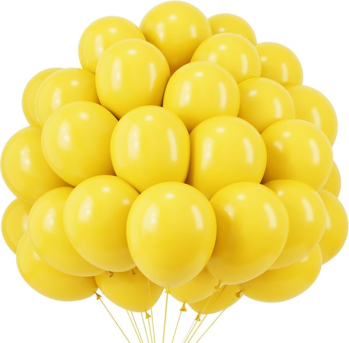 RUBFAC 120pcs Balloons for Birthday Baby Shower Graduation Anniversary Wedding Party Supplies Garland Arch Decoration,12 Inches,Yellow