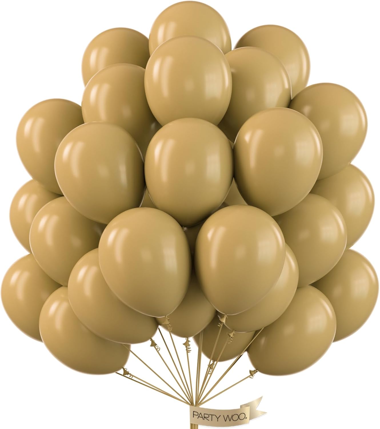 PartyWoo Tan Balloons 100 pcs 12 Inch Light Brown Neutral Boho Coffee Latex Helium Balloons for Wedding Baby Shower Gender Reveal Graduation Safari Woodland Birthday Party Decorations Tan-F19