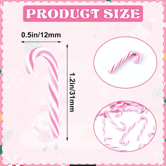 80pcs Mini Christmas Candy Cane for Crafts，Pink Fake Candy Decor Peppermint Ornaments Xmas Table Scatters Pink and White Candy Vase Filler for Decorations Party Favors Supplies