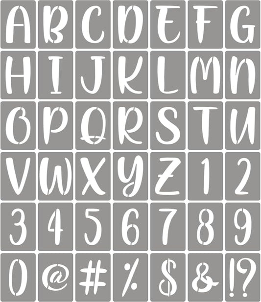 XANGEY 2.5 Inch Letter Stencils for Painting - 42 Pack Alphabet Letter Number Templates with Signs, Reusable Plastic Alphabet Stencils for Chalkboard Fabric Rock Wood Crafts Painting