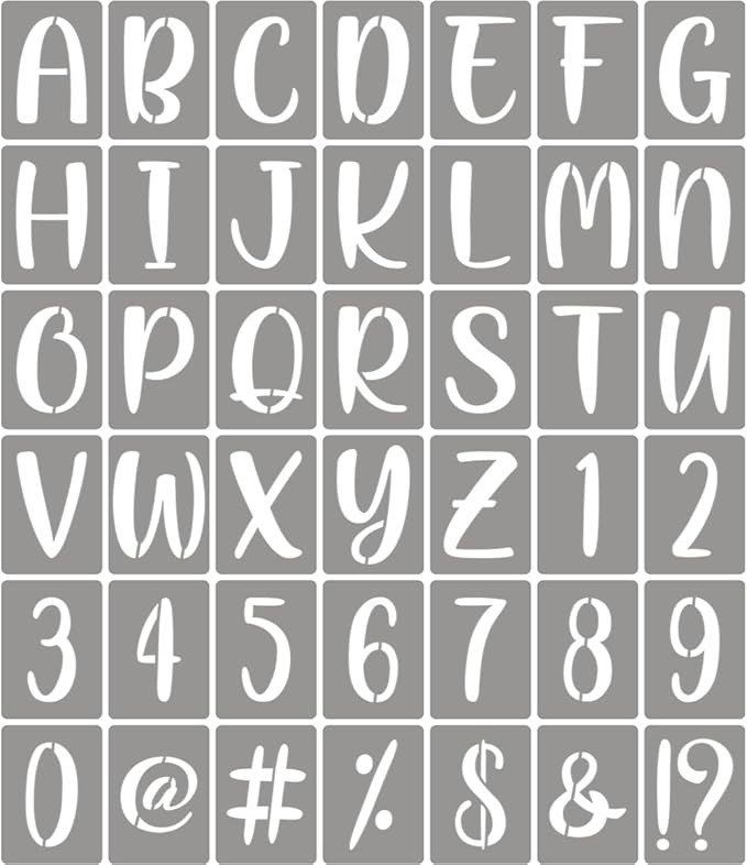 XANGEY 1.25 Inch Letter Stencils for Painting - 42 Pack Alphabet Letter Number Templates with Signs, Reusable Plastic Alphabet Stencils for Chalkboard Fabric Rock Wood Crafts Painting
