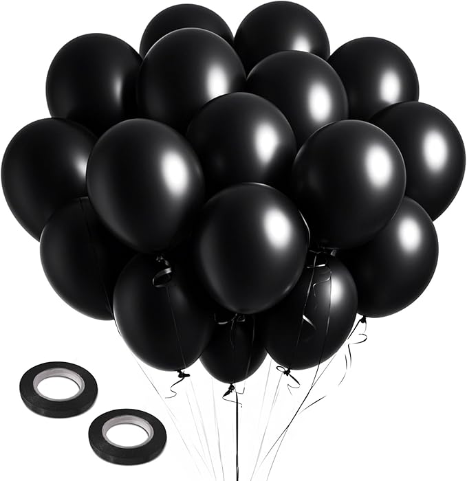 Black Balloons Bulk - 100pcs Latex Party Balloons Gothic Decor Party Decorations for Black Themed Wedding Graduation Halloween Anniversary Birthday
