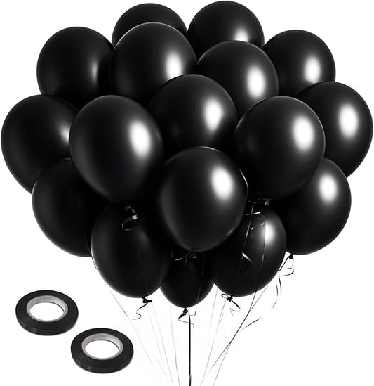 Black Balloons Bulk - 100pcs Latex Party Balloons Gothic Decor Party Decorations for Black Themed Wedding Graduation Halloween Anniversary Birthday