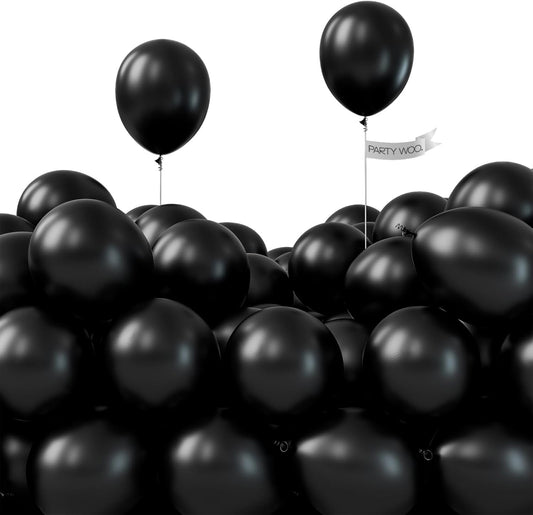 PartyWoo Black Balloons 100pcs 5 Inch Black Matte Latex Helium Balloons for Birthday Wedding Anniversary Graduation Bachelorette Engagement Bridal Shower Retirement Party Decorations Black-Y18