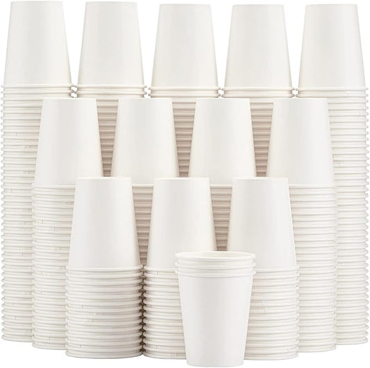 Lamosi 300 Pack Paper Cups 8 oz, Disposable Coffee Cups, Paper Coffee Cups 8 oz, White Hot/Cold Beverage Drinking Cup for Water Juice or Tea, Office Party Home Travel