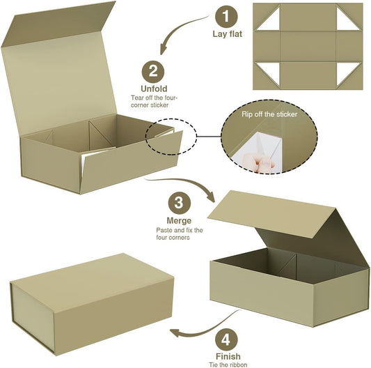 MOZRRO Gift Box with Lids, 9.85 x 5.95 x 3.15 In Magnetic Closure Gift Boxes for Gift Packaging, Gift Box for Christmas,Mothers Day,Fathers Day,Graduations,Weddings,Birthdays Gifts