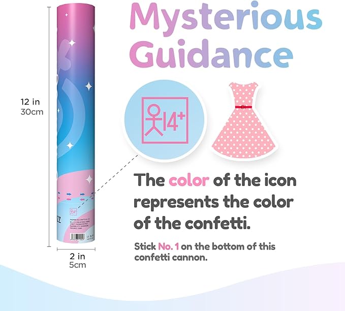12Inches 4Pcs Gender Reveal Confetti Cannon - Biodegradable Powder & Heart Shaped Confetti Poppers - Pink, 4 Pack - Baby Girl Gender Reveal Smoke Bombs - Powder Cannon Party Poppers