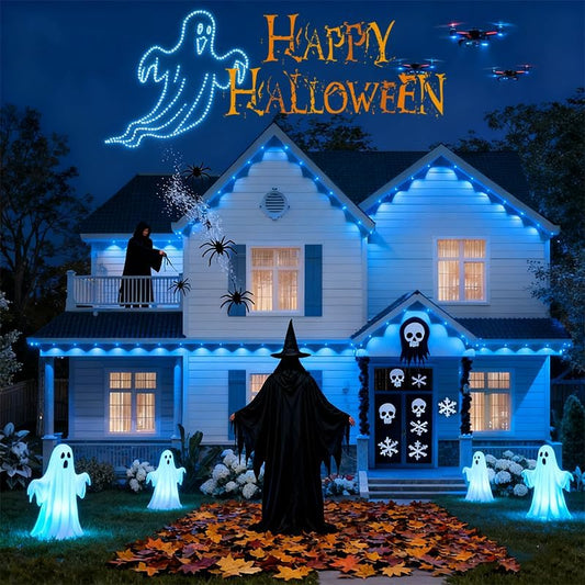 Permanent Outdoor Lights,Smart Outdoor Christmas Lights with IC+RGB 20 LED, IP67 Waterproof Eaves Lighting with 213 Modes for Halloween Christmas Birthday Holiday Party, APP/Remote Control