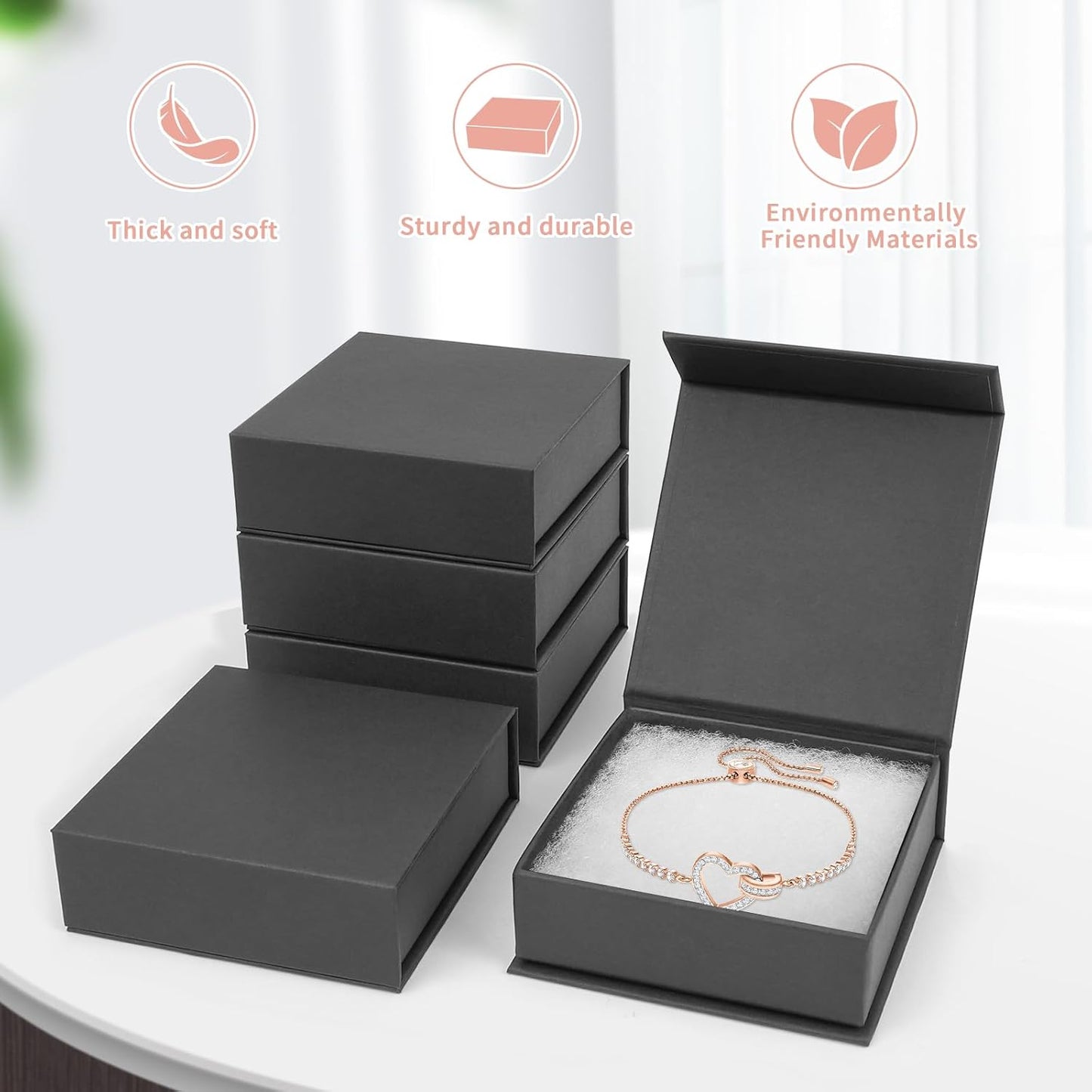 Mirgrime Jewelry Gift Boxes, 20 Pack 3.5x3.5x1 inch Small Jewelry Boxes, Cardboard Jewelry Box for Necklaces Bracelet Earring Ring (Black)
