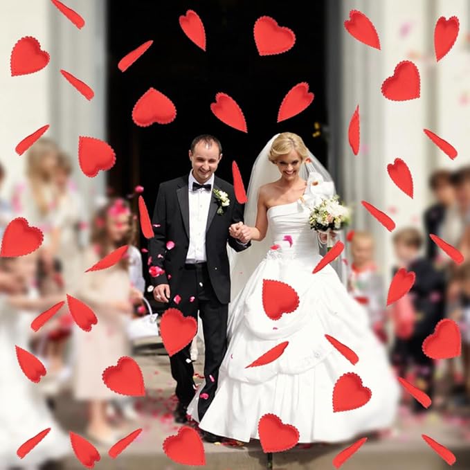 HSONAIGEE 400 Pieces Red Heart Confetti Decoration, 1.4 Inch Sponge Heart Table Petal Romantic Decor for Valentine's Day Wedding Birthday Mother's Day