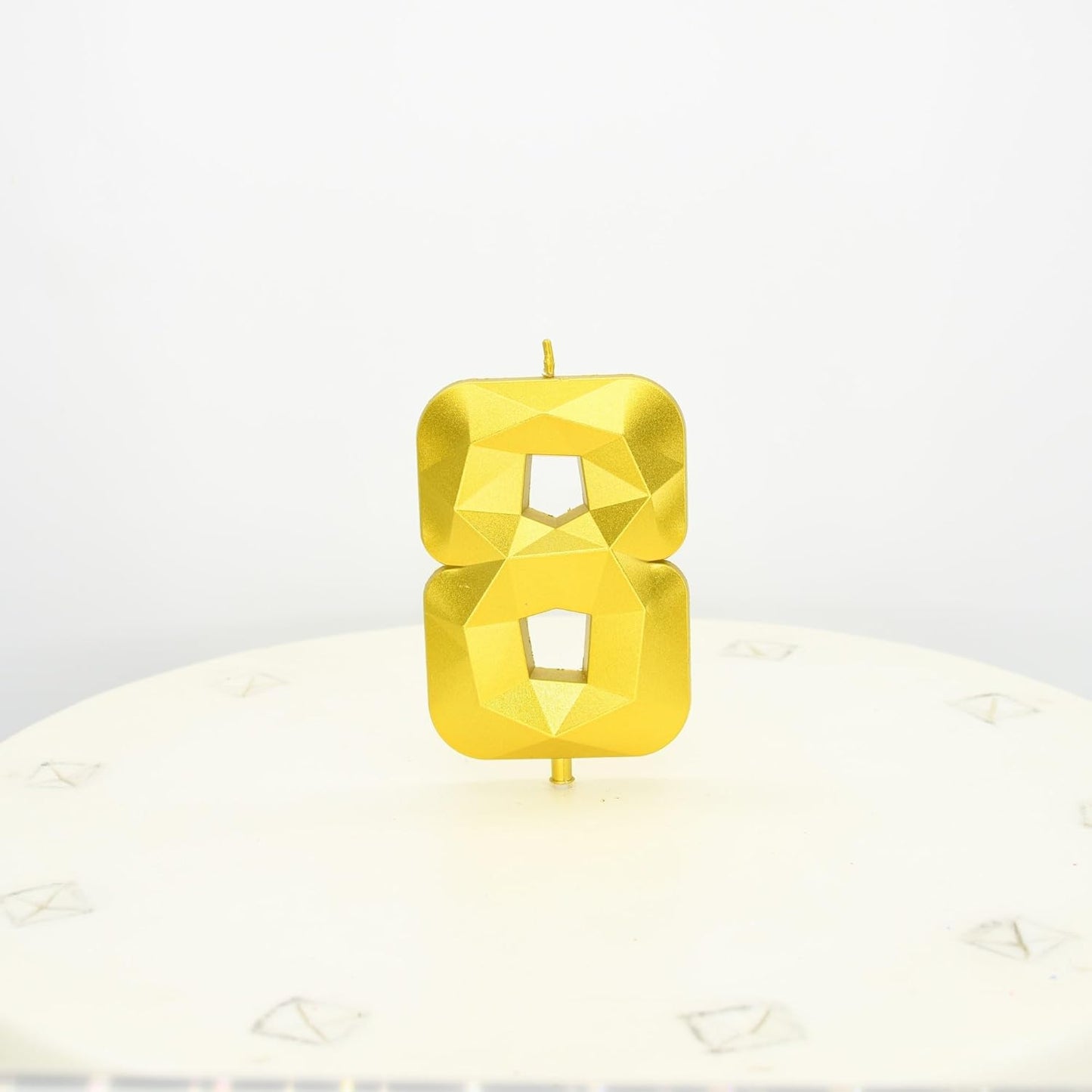 DERVENTA Large Birthday Candle Number 3D Gold 3.7 inch Party Celebration Anniversary Decoration Cake Topper 1 Piece (Number 8 Gold)