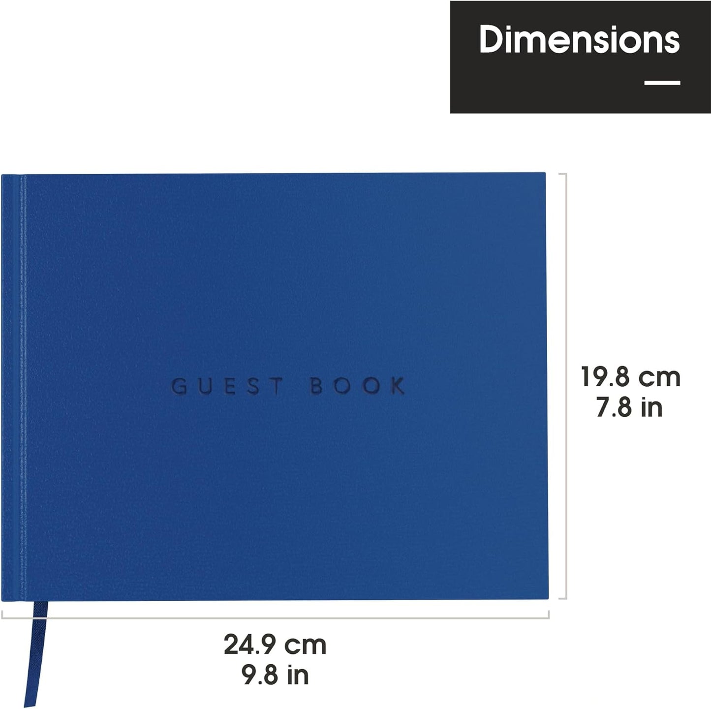 Useful Co. Classic Black Guest Book, Guest Book Alternative for Party, Sign in Book, Vacation Home, Funeral Guest Book, Hardbound Guestbook, Leather Cover, 112 Pages, 9 x 7 Inches - Blue