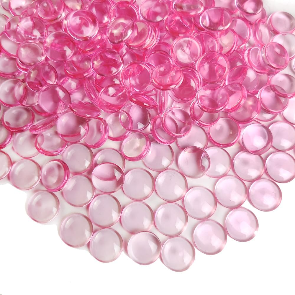 HappyFiller Bright Pink Wedding Centerpieces Party Decor 630 PCS 0.6 Inch Acrylic Flat Marbles Vase Fillers Gems Cabochons Dome Tiles,Crafts,Photo Charm,Table Scatter,Makeup Brush,Candle Holder