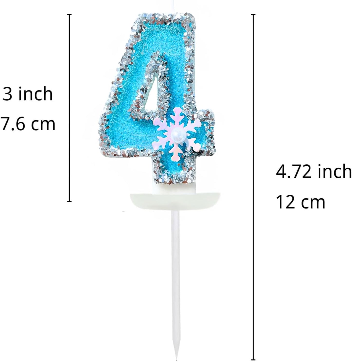 Frozen Birthday Number Candles for Cake, Blue Number 4 Candle, 4th Frozen Cake Topper, Fun Glitter Birthday Candles Cupcake Topper for Party Anniversary Decorations