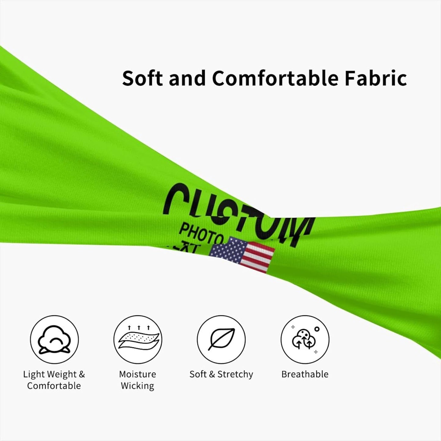 Custom Sports Headband Sweatband Bandana Add Your Photo Logo Text Number, Bulk Customized Unisex Sports Moisture Wicking Breathable Elastic