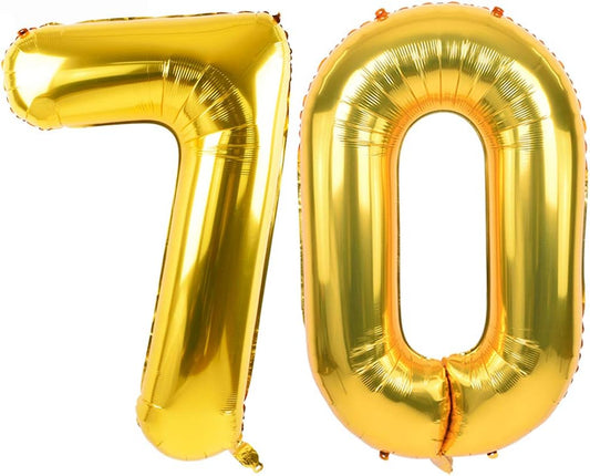 TONIFUL 40 Inch Gold Large Numbers Balloon Birthday Party Decorations, Foil Mylar Big Number Balloon Digital 70 for 70th Birthday, 70th Anniversary, Graduation Ceremony Photo Shoot