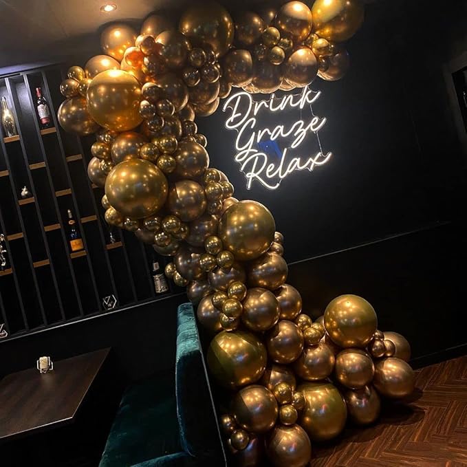 KBZVNAF Gold Metallic Chrome Latex Balloons - 50 Pack 12 inch Round Helium Balloons for Birthday Wedding Graduation Baby Shower Party Decorations