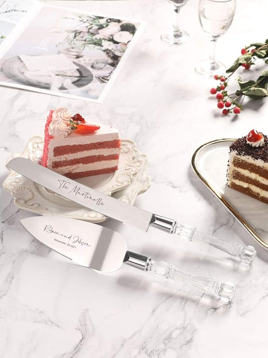 AW BRIDAL Personalized Wedding Cake Knife, Silver Cake Cutting Set Bridal and Groom Cake Knife Set for Wedding, Birthdays, Anniversary//DK2201CPP23//