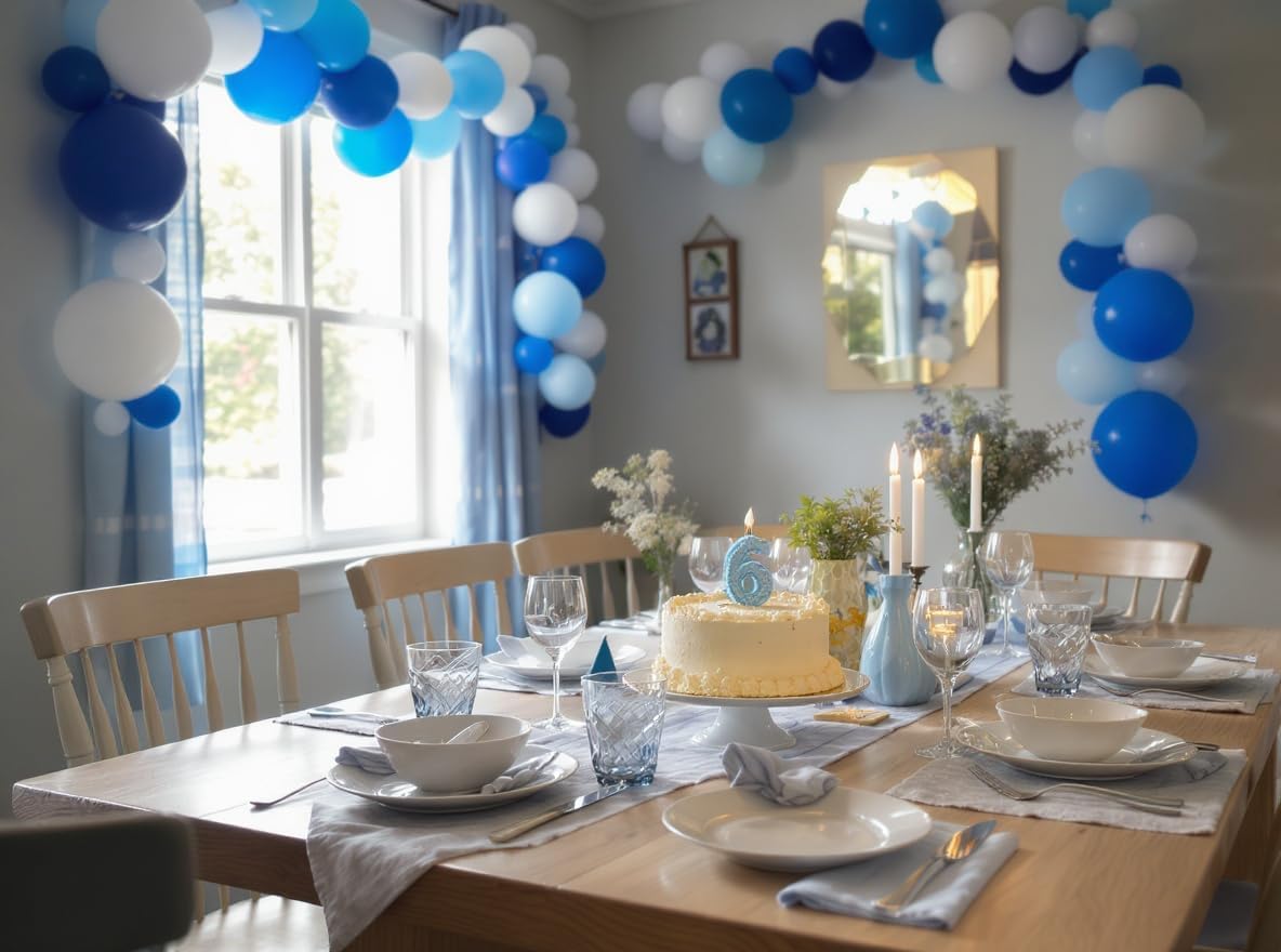 50 Pack 12 Inch White and Blue Latex Balloons (25 + 25), Baby Boy Shower Decorations, Graduation Party Supplies, Sports & Tailgate Balloon Arch Kit, Nautical Theme, Photo Backdrop