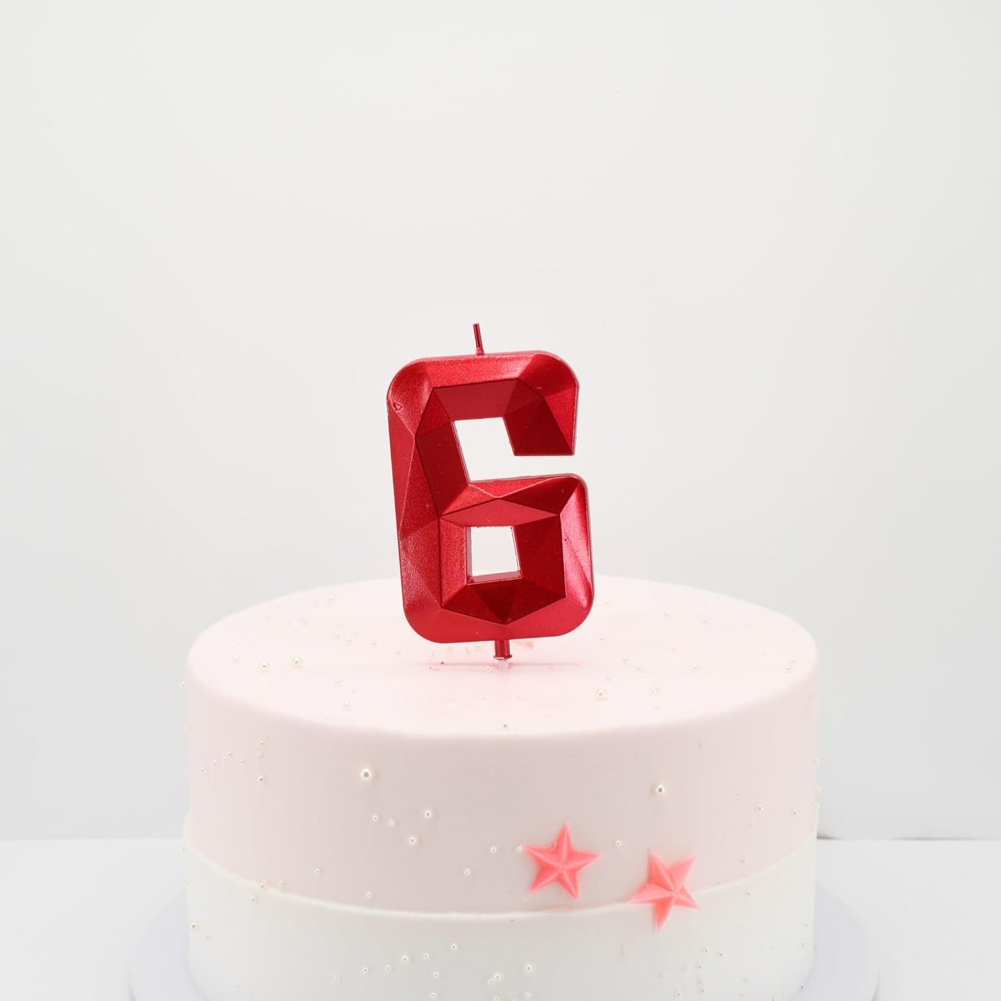 DERVENTA Large Birthday Candle Number 3D Red 3.7 inch Party Celebration Anniversary Decoration Cake Topper 1 Piece (Number 6 Red)