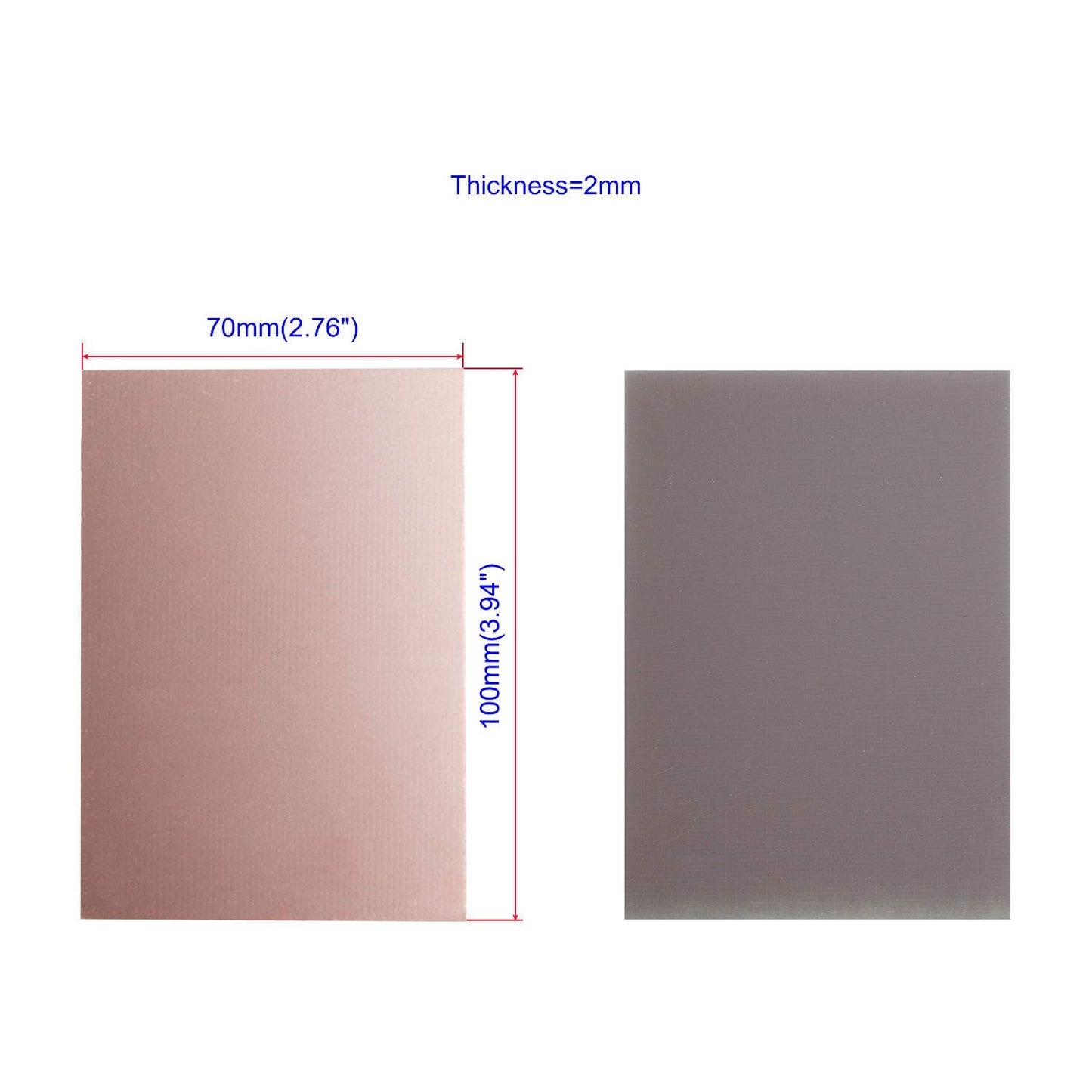 Aoje-Link Single Side Copper Clad PCB Laminate Circuit Board, FR-4 Glass Fiber, 100 x 70 x 2mm, 5pcs