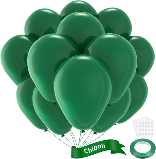 Green Latex Balloons, 100pcs 12 inches Dark Green Round Helium Balloons for or Dark Green Themed Wedding Graduation Anniversary Birthday Party Backdrop Decorations