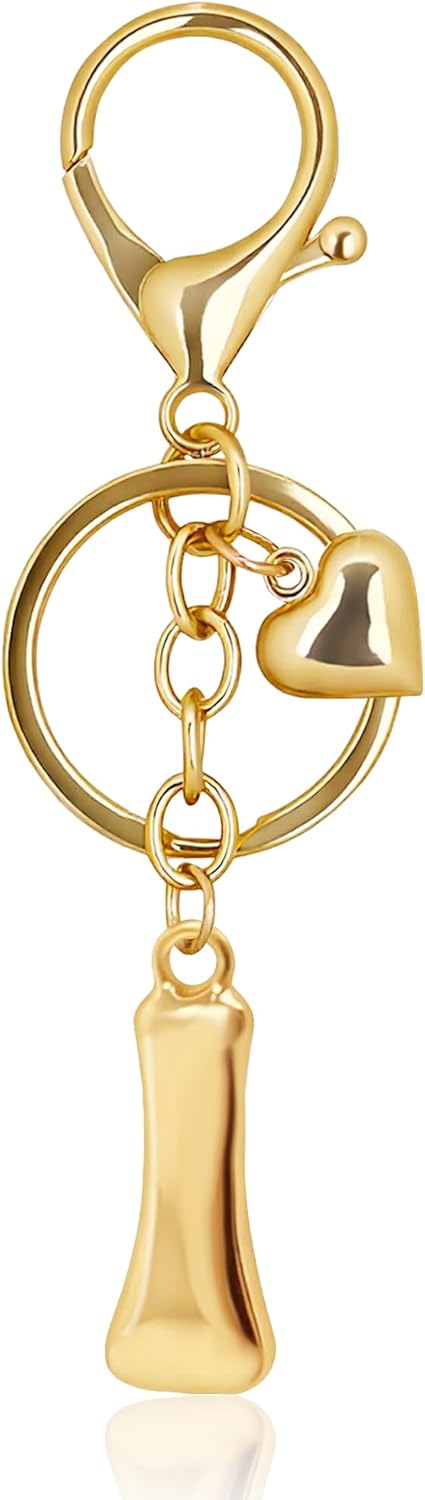 Gold Bubble Heart Initial Bag Charms for Handbags – Cute Initial Letter Keychain for Women, Purse Charms, Gold Gift