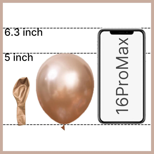 PartyWoo Metallic Rose Gold Balloons, 50 pcs 5 Inch Champagne Gold Metallic Balloons, Champagne Gold Balloons for Balloon Garland Balloon Arch as Birthday Party Decorations, Champagne Gold-G112