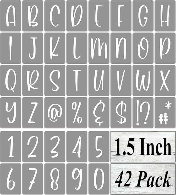 1.5 Inch Alphabet Letter Stencils for Painting - 42 Pack Letter and Number Stencil Templates with Signs for Painting on Wood, Reusable Letters and Numbers Stencils for Chalkboard Wood Signs & Wall Art