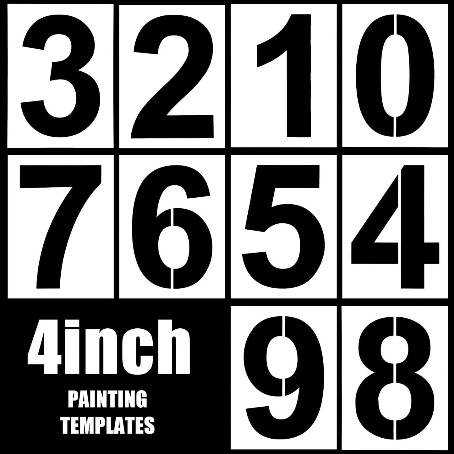 4 Inch Number Stencils for Painting Curb Stencil Kit for Address Painting Address Number Paintings Stencils Reusable Digital Templates Curb Stencil Kit for Addresses Paint for Cake Wood Signs Mailbox