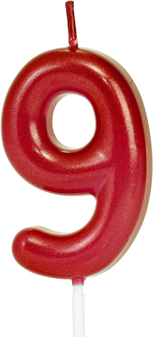 Red Number 9 Birthday Candles, Cake Toppers for Birthday/Baby Shower/Anniversary/Wedding Party Celebrating/Decorating. (Red Number 9)