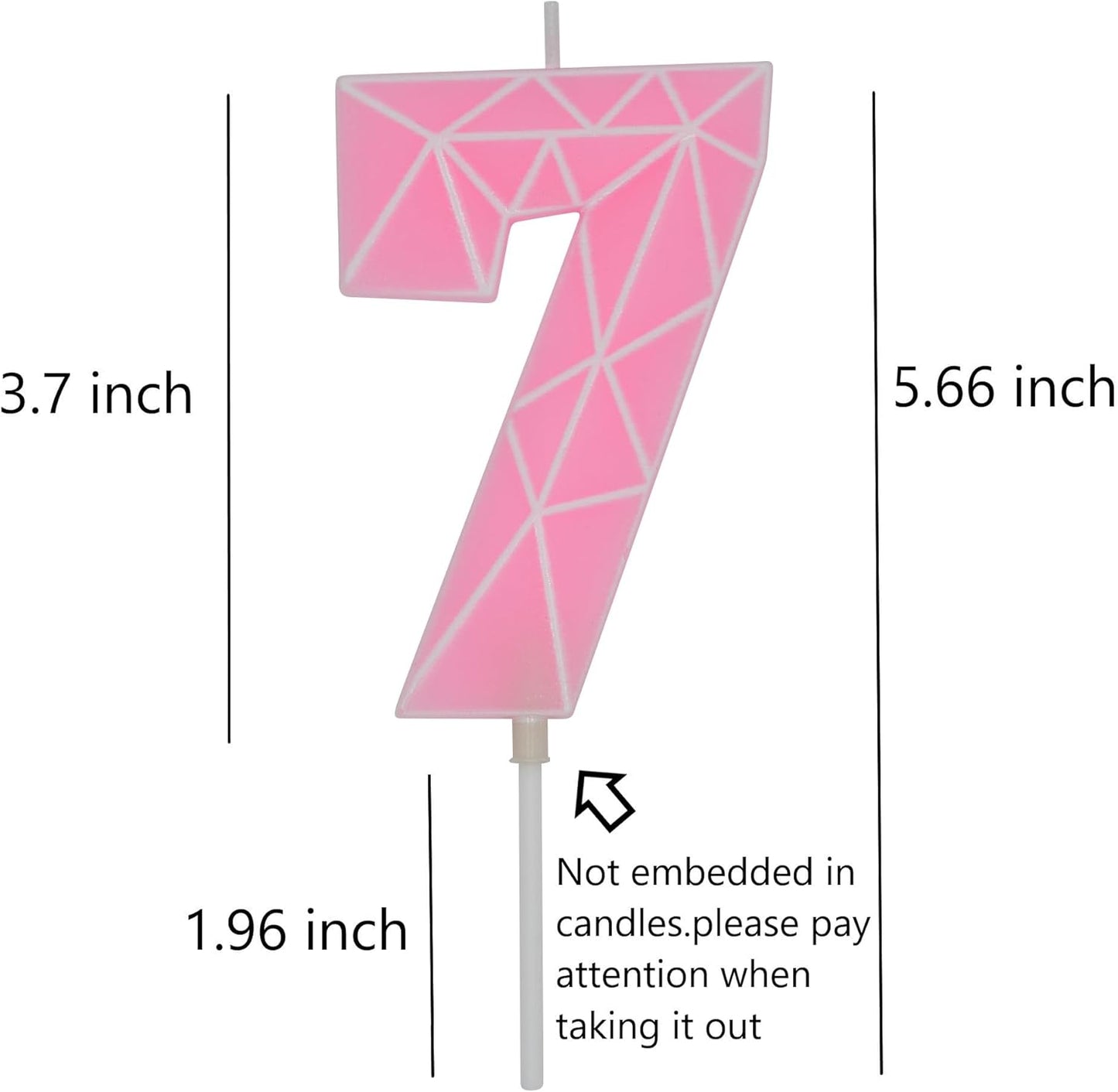 DERVENTA Birthday Candle Big Number 3D Macaron Pink 3.7 inch Party Celebration Anniversary Decoration Cake Topper 1 Piece (Number 7 Macaron Pink)