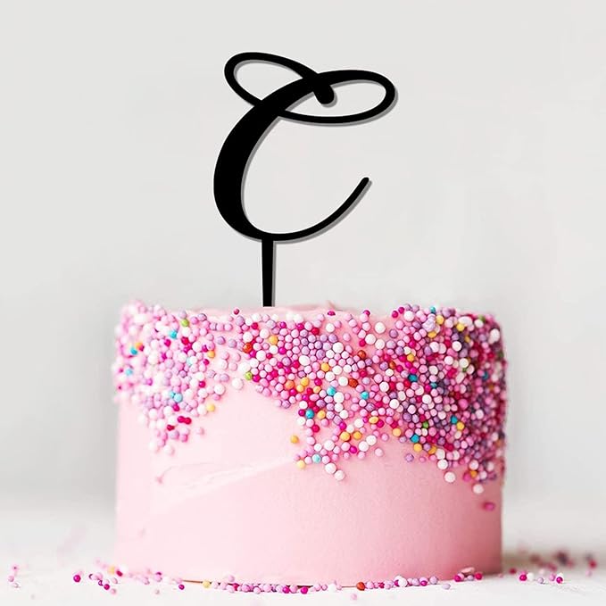 Personalized Wedding Cake Toppers Last Name Letters C Cake Toppers Funny Monogram Black Acrylic Birthday Cake Toppers Mr Mrs Party Birthday Bride Shower Anniversary Decor Cake Supplies