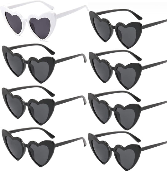AEAHALY Pink White Black Heart Sunglasses for Women Vintage Bride Heart Shaped Sunglasses Wedding Party Accessories