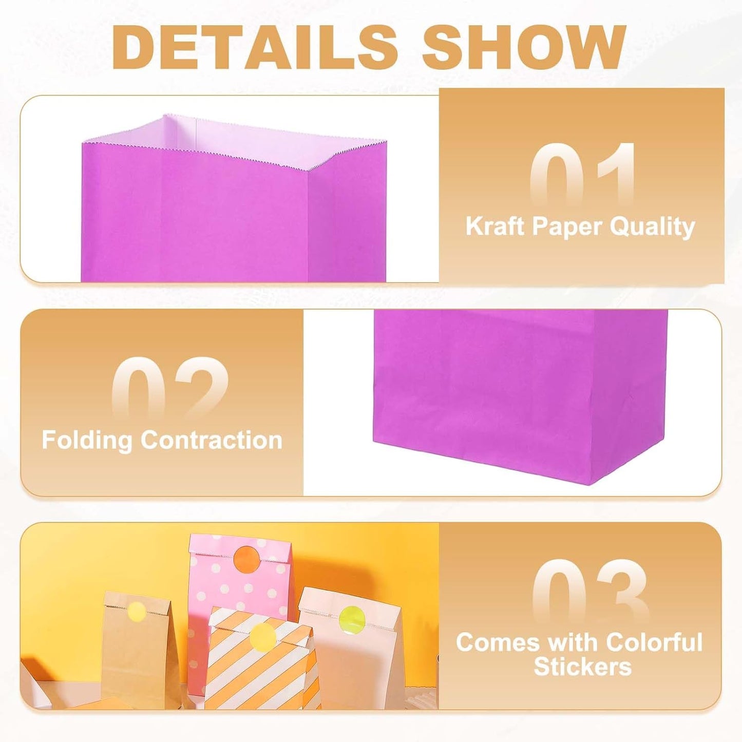 PATIKIL Party Favor Bag, 24 Pcs 5.1x3.1x9.4 Inch Medium Paper Candy Bags Gift Treat Celebration Halloween Goody Birthday Wedding Party with Stickers, Purple
