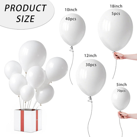 White Balloon,145pcs Premium Latex White Balloons Arch Kit Different Sizes 18 12 10 5 Inch,Balloon Garland Arch for Birthday Party Baby Bridal Shower Wedding Graduation Anniversary Decoration