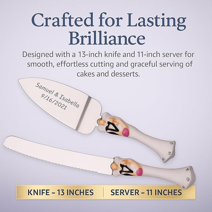 GIFTS INFINITY® Personalized Wedding Cake Server And Knife Free Engraving Bride And Groom - Valentine's Day Gift