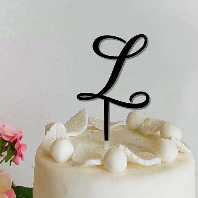 Last Name L Cake Toppers Personalized Letters L Black Acrylic Happy Birthday Cake Toppers Mr And Mrs Monogram L Rustic Bride Shower Cake Decoration Gifts for Wedding Birthday Engagement