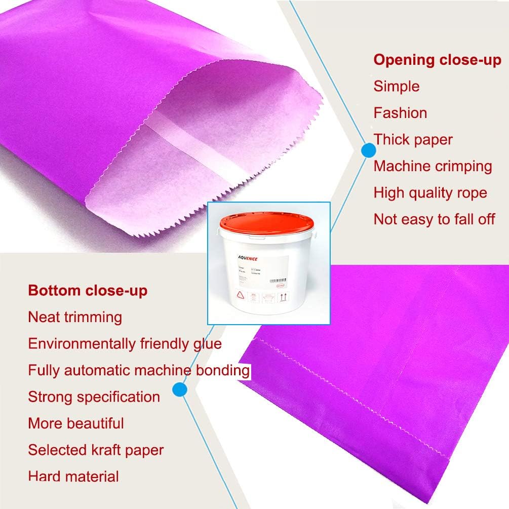 AZOWA 100 CT Small Paper Treat Sacks Purple 5 x 7 Inches Candy Buffet Bags for Party