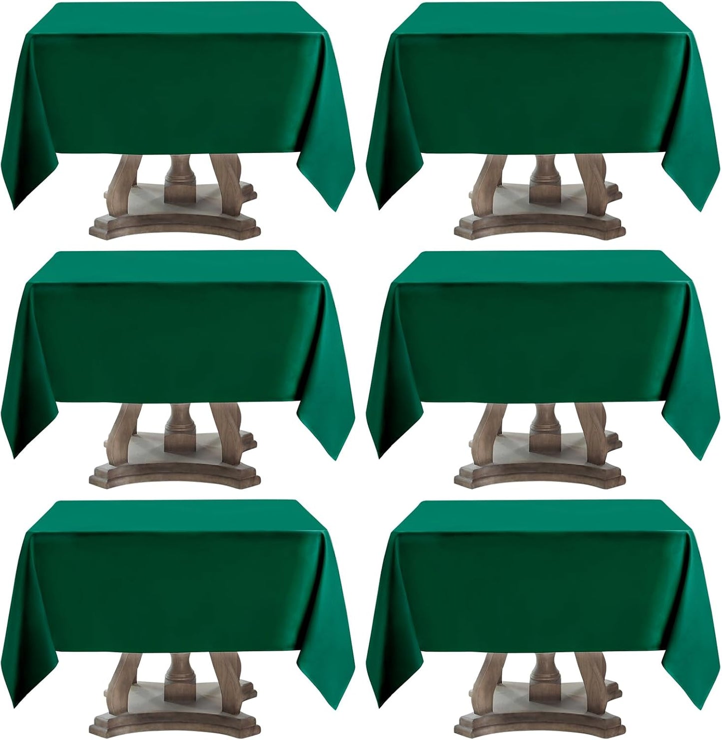 Square Tablecloth 52 x 52 Inch Dark Green Tablecloths Stain-Wrinkle Resistant Washable Polyester Table Cloths for Holiday, Buffet Parties,and Wedding 6pack