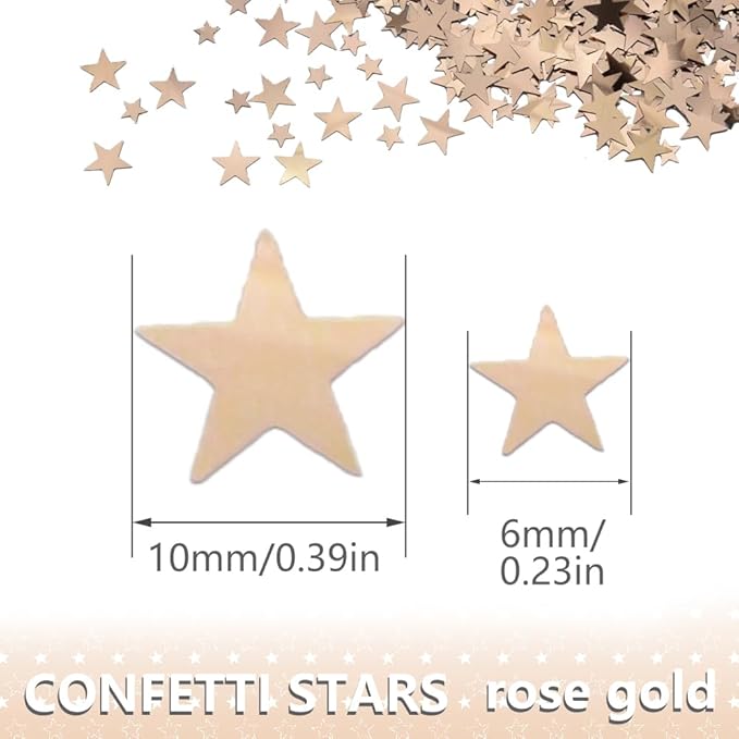 Ruidee 60g Star Confetti Metallic Foil Stars Table Confetti Metallic Foil Stars Sequin for Halloween Birthday Wedding Festival Party DIY(Rose Gold)