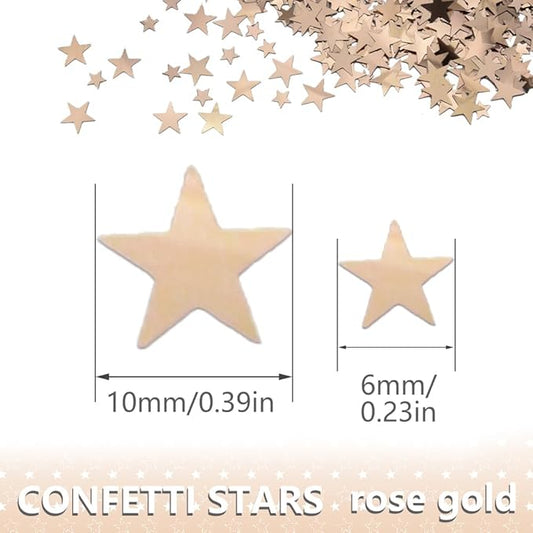 Ruidee 60g Star Confetti Metallic Foil Stars Table Confetti Metallic Foil Stars Sequin for Halloween Birthday Wedding Festival Party DIY(Rose Gold)