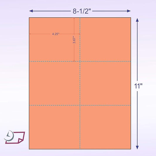 NextDayLabels - Laser Printer Blank Perforated Cards 6 up per Page (Salmon, 300 Cards)