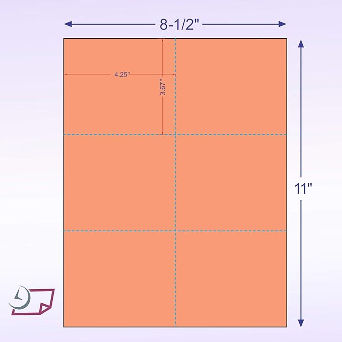 Laser Printer Blank Perforated Cards 6 up per Page (Salmon, 6000 Cards)