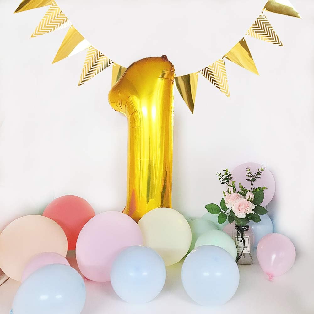 TONIFUL 40 Inch Gold Large Numbers Balloons0-9,Number 1 Digital 1 Helium Balloons,Foil Mylar Big Number Balloons for Birthday Party Supplies Decorations