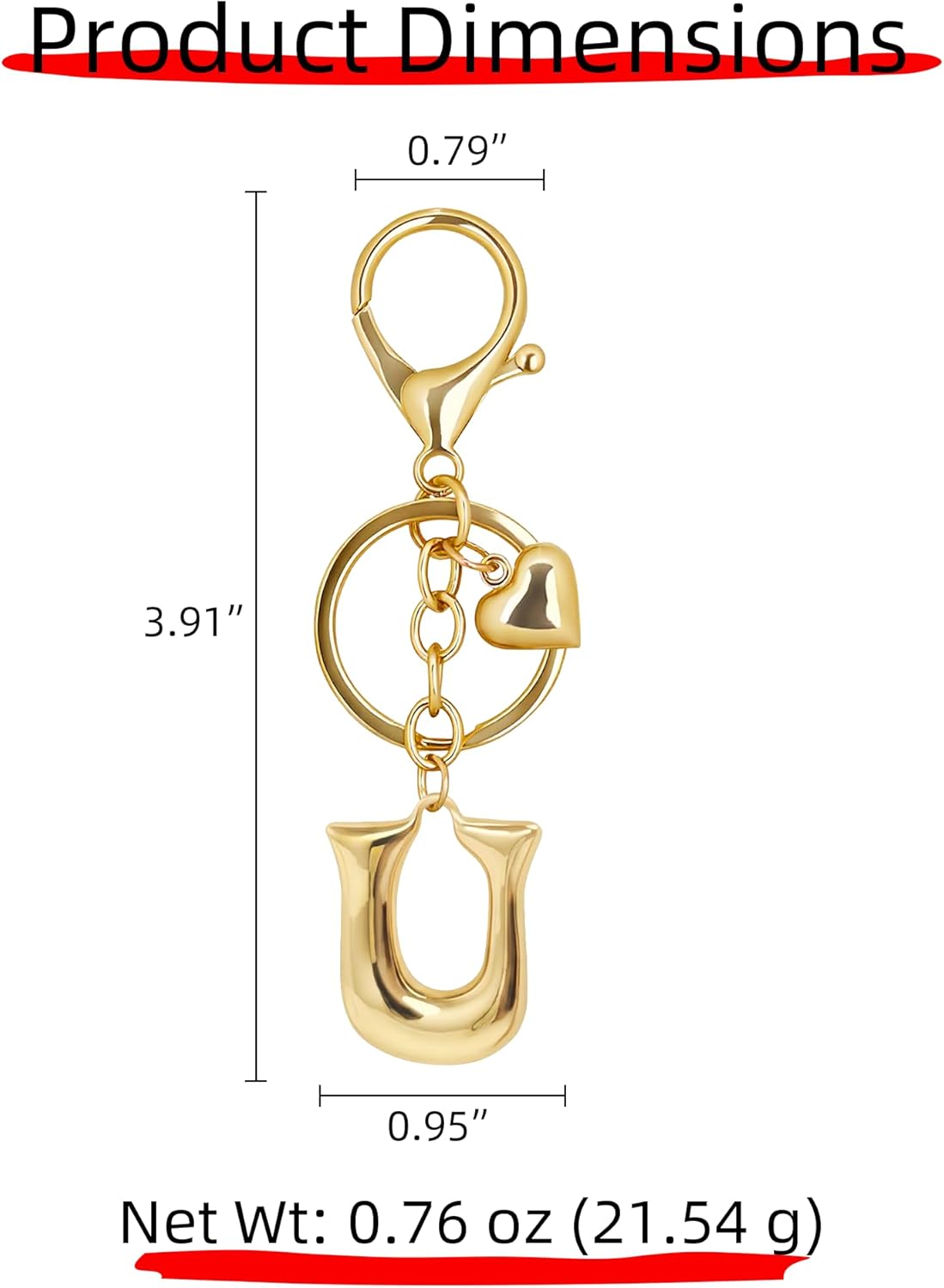 Gold Bubble Heart Initial Bag Charms for Handbags – Cute Initial Letter Keychain for Women, Purse Charms, Gold Gift
