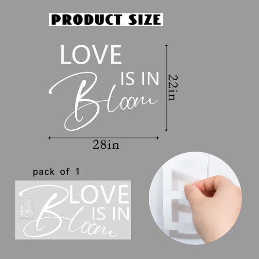 Love is in Bloom Bridal Shower Decal Sign - Engagement Valentine Decorations for Balloon Arch Wedding Party Decoration (White)