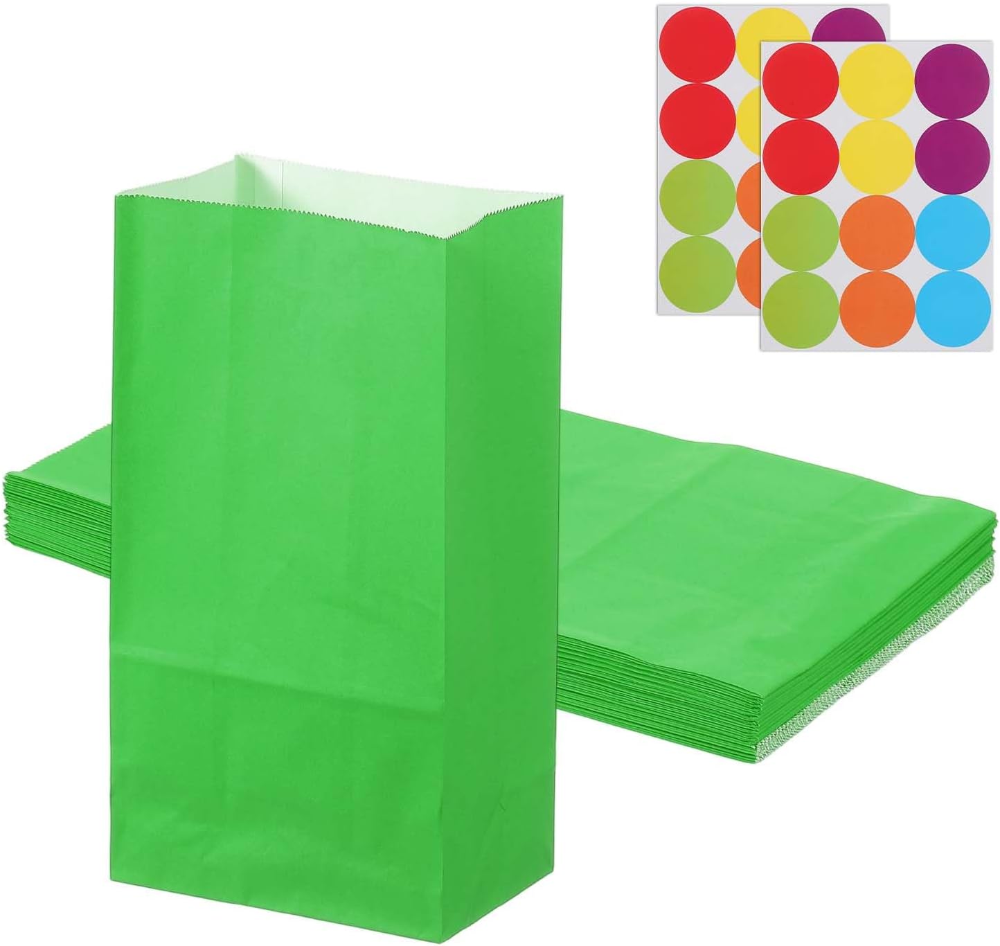 PATIKIL Party Favor Bag, 24 Pcs 5.1x3.1x9.4 Inch Medium Paper Candy Bags Gift Treat Celebration Halloween Goody Birthday Wedding Party with Stickers, Grass Green