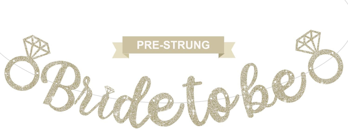 Glitter Champagne Bride to Be Banner,Pre-Strung Bridal Shower Sign Garland,Bachelorette Party Decoration Wedding Shower Party Supplies(No DIY)